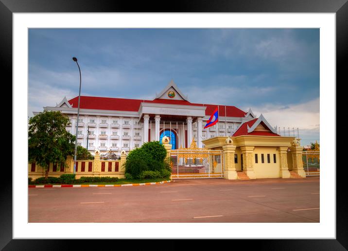 Prime Minister Office building- Laos Framed Mounted Print by Annette Johnson