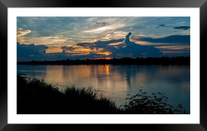 Mekong Sunset Framed Mounted Print by Annette Johnson