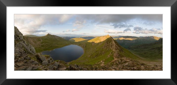 Striding Edge Sunset Framed Mounted Print by James Grant