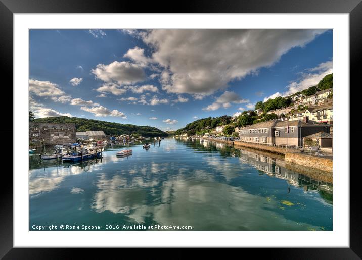 Cloud reflections on the River Looe Framed Mounted Print by Rosie Spooner