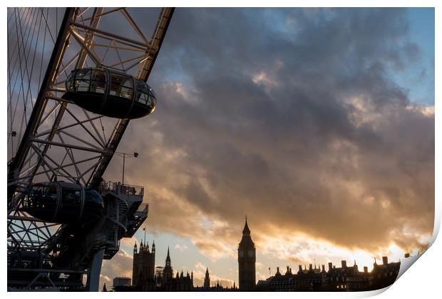 London Eye and Big Ben Print by James Grant