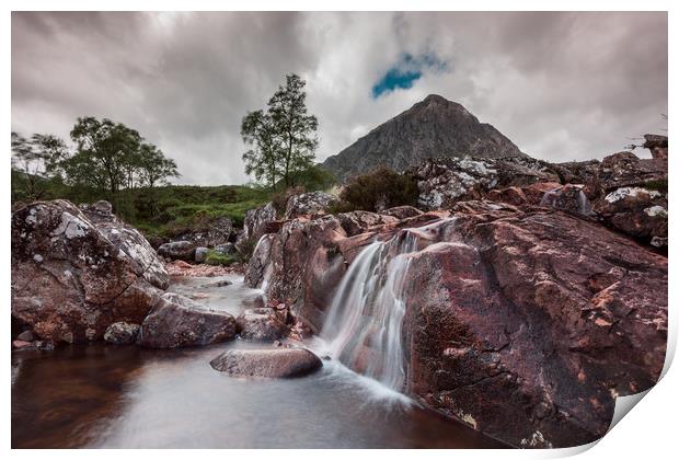 Buachaille Etiv Mor Waterfall Print by James Grant