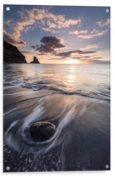 Talisker Bay Sunset Acrylic by James Grant