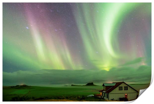 Aurora over Iceland on the Icelandic south coast  Print by Nick Jenkins