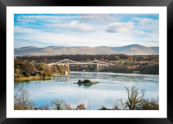 Blue Sky at Menai Bridge - Anglesey Framed Mounted Print by Christine Smart