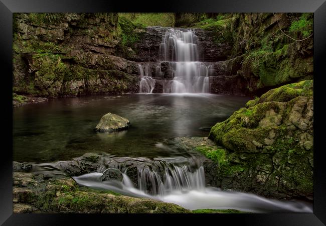 Dinas Rock Waterfalls Framed Print by Eric Pearce AWPF