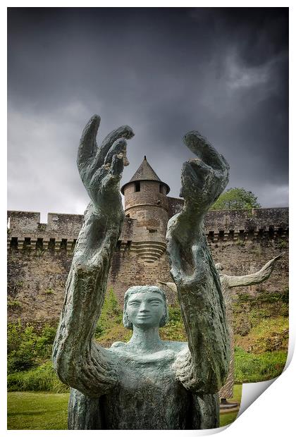 Statue for Peace, Fougeres Print by Rob Lester
