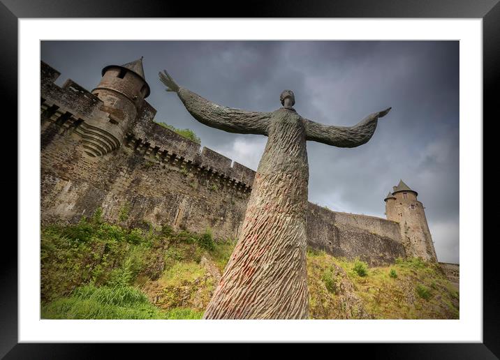 Hiroshima peace statue , Fougeres chateau, France Framed Mounted Print by Rob Lester