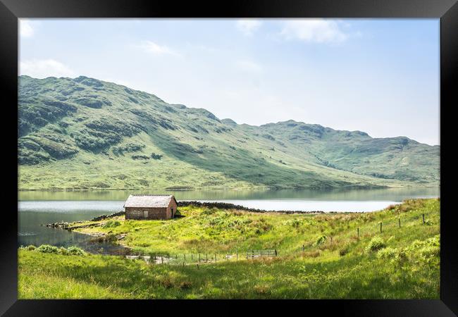 The little Hut at  Loch Arklet Framed Print by Michelle PREVOT