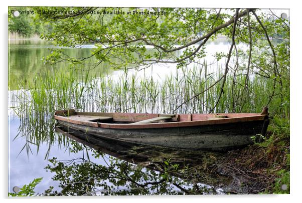 Old wooden fishing boat Acrylic by Jolanta Kostecka
