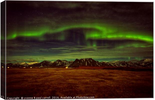 Northern lights, Snaefellsness Peninsula, Iceland Canvas Print by yvonne & paul carroll