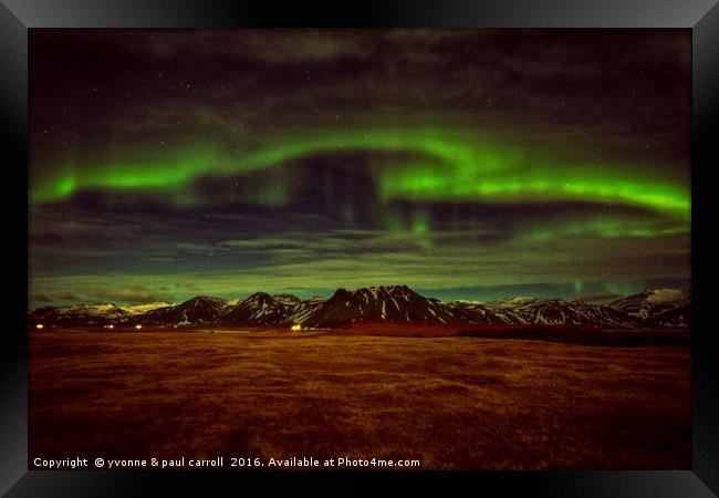 Northern lights, Snaefellsness Peninsula, Iceland Framed Print by yvonne & paul carroll
