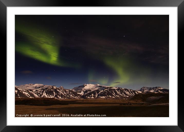 Northern lights, Snaefellsness Peninsula, Iceland Framed Mounted Print by yvonne & paul carroll