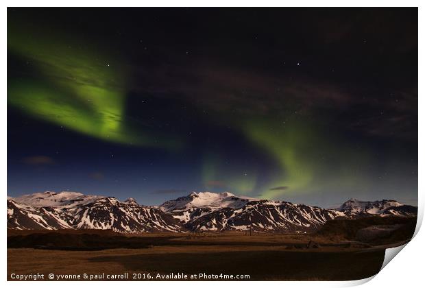 Northern lights, Snaefellsness Peninsula, Iceland Print by yvonne & paul carroll