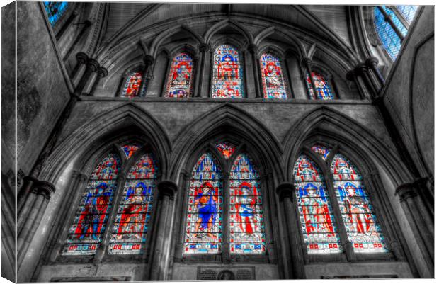 Rochester Cathedral Stained Glass Windows Canvas Print by David Pyatt