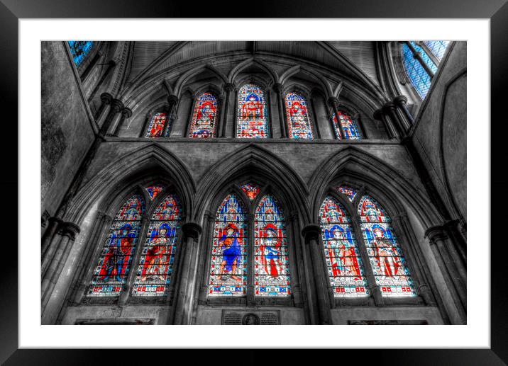 Rochester Cathedral Stained Glass Windows Framed Mounted Print by David Pyatt
