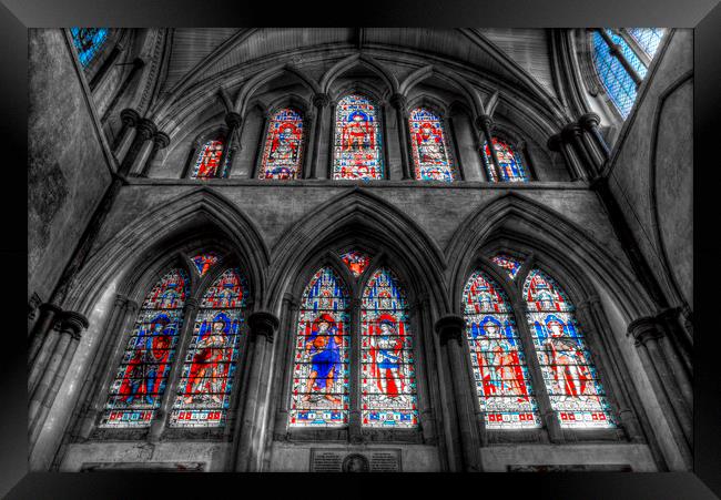 Rochester Cathedral Stained Glass Windows Framed Print by David Pyatt