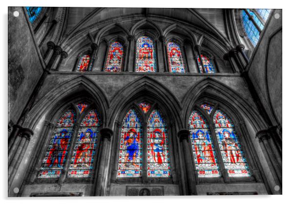 Rochester Cathedral Stained Glass Windows Acrylic by David Pyatt
