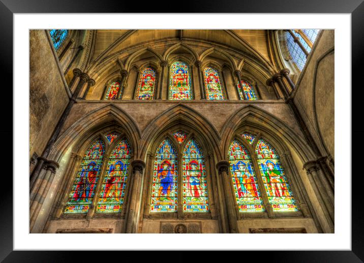 Rochester Cathedral Stained Glass Windows Framed Mounted Print by David Pyatt