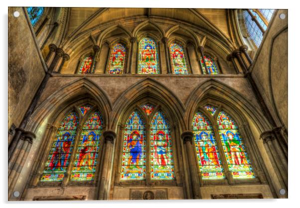 Rochester Cathedral Stained Glass Windows Acrylic by David Pyatt