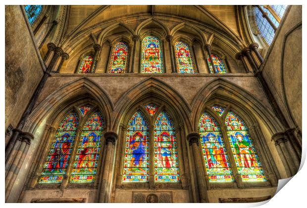 Rochester Cathedral Stained Glass Windows Print by David Pyatt