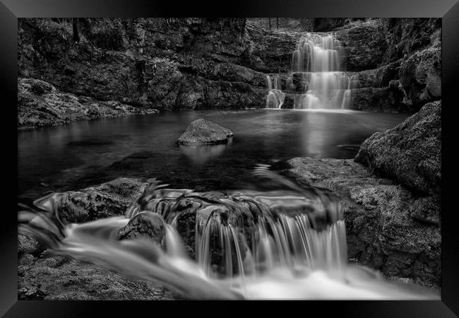 The Flow at Pontneddfechan Mono Framed Print by Eric Pearce AWPF