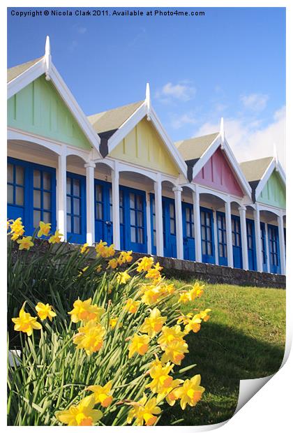 Beach Huts in Spring Print by Nicola Clark