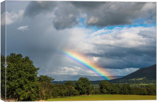 Rainbow over the Wye Valley Brecon Beacons Canvas Print by Nick Jenkins