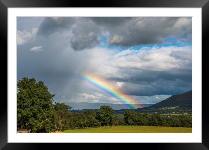 Rainbow over the Wye Valley Brecon Beacons Framed Mounted Print by Nick Jenkins
