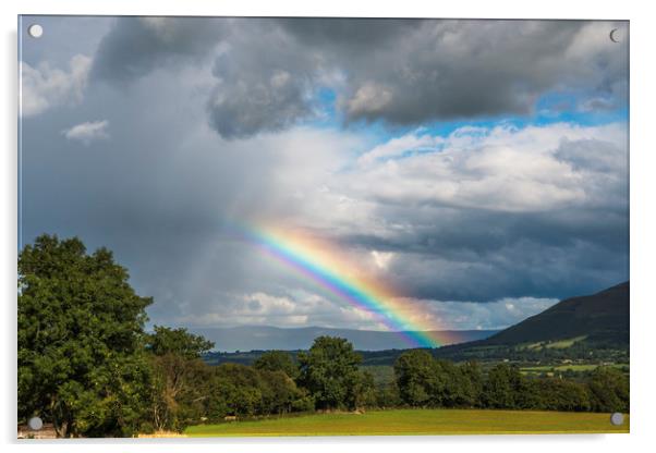 Rainbow over the Wye Valley Brecon Beacons Acrylic by Nick Jenkins