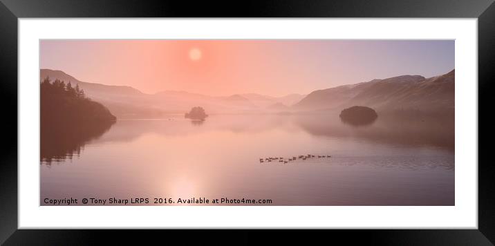 Rose Coloured Sunrise - Derwent Water Framed Mounted Print by Tony Sharp LRPS CPAGB