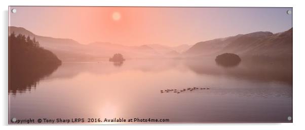 Rose Coloured Sunrise - Derwent Water Acrylic by Tony Sharp LRPS CPAGB