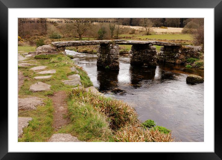 CLAPPER BRIDGE Framed Mounted Print by andrew saxton
