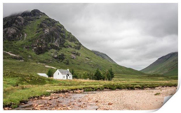 Lagangarth Hut at the foot of Etive Mor Print by Michelle PREVOT