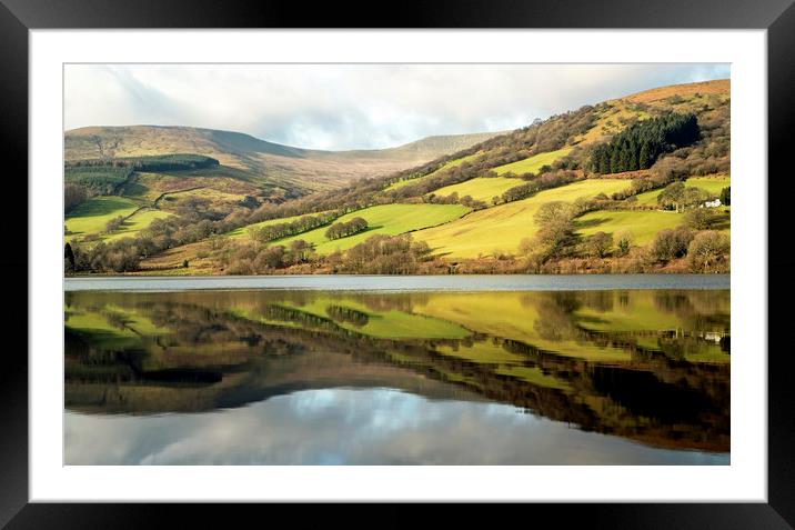 Talybont Reservoir Reflections Brecon Beacons  Framed Mounted Print by Nick Jenkins