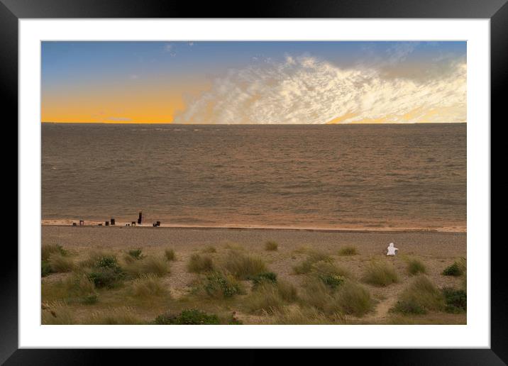 Pakefield Beach Sunset Framed Mounted Print by David French