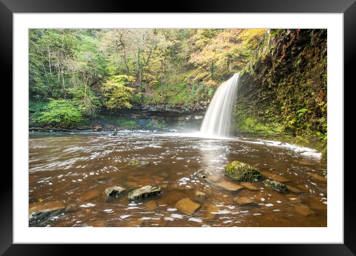 Sgwd Gwladys Waterfall in the Vale of Neath Wales Framed Mounted Print by Nick Jenkins