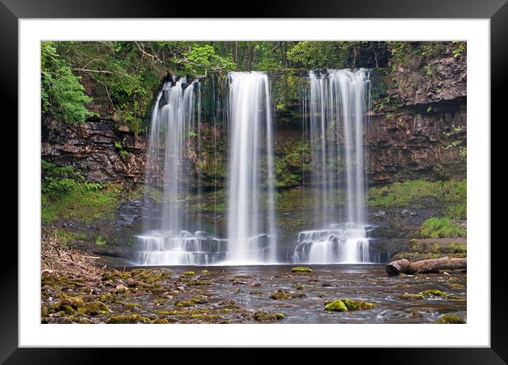 Scwd yr Eira Waterfall in the Vale of Neath Powys Framed Mounted Print by Nick Jenkins
