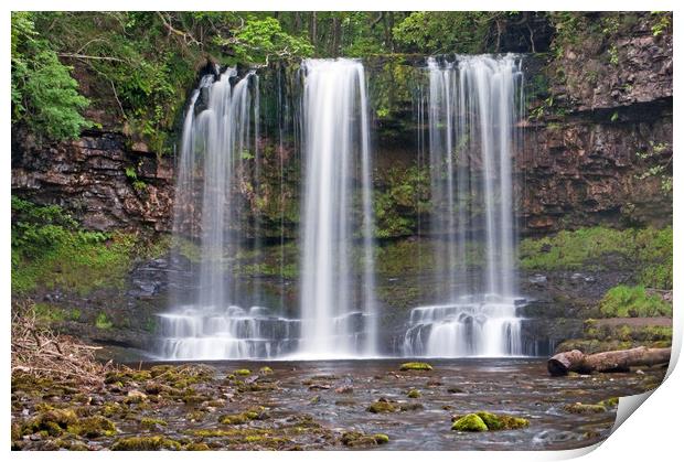 Scwd yr Eira Waterfall in the Vale of Neath Powys Print by Nick Jenkins