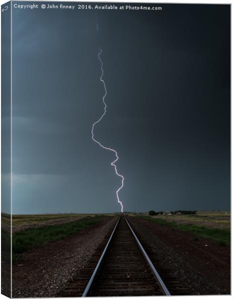 Railroad Lightning Bolt, Colorado, USA. Canvas Print by John Finney
