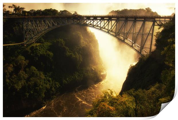 Early morning glow on Victoria Falls  Print by Anthony Simpson