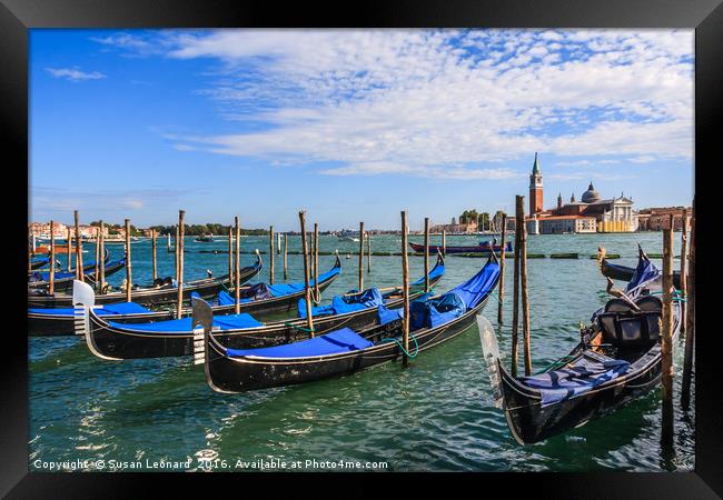 Gondolas in Venice Framed Print by Susan Leonard