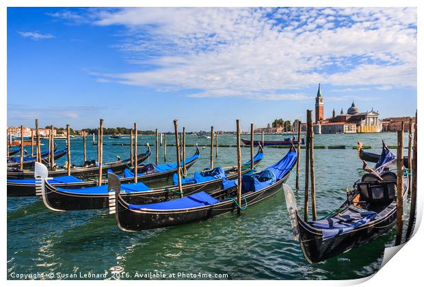 Gondolas in Venice Print by Susan Leonard