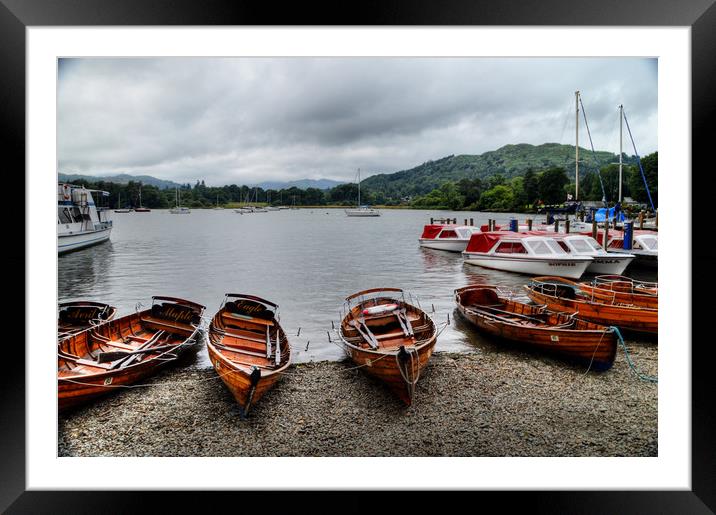 Ambleside Boats Framed Mounted Print by Sarah Couzens
