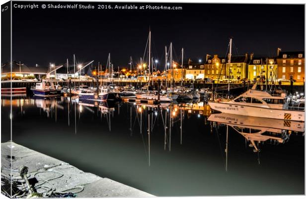 Arbroath harbour at night Canvas Print by ShadowWolf Studio