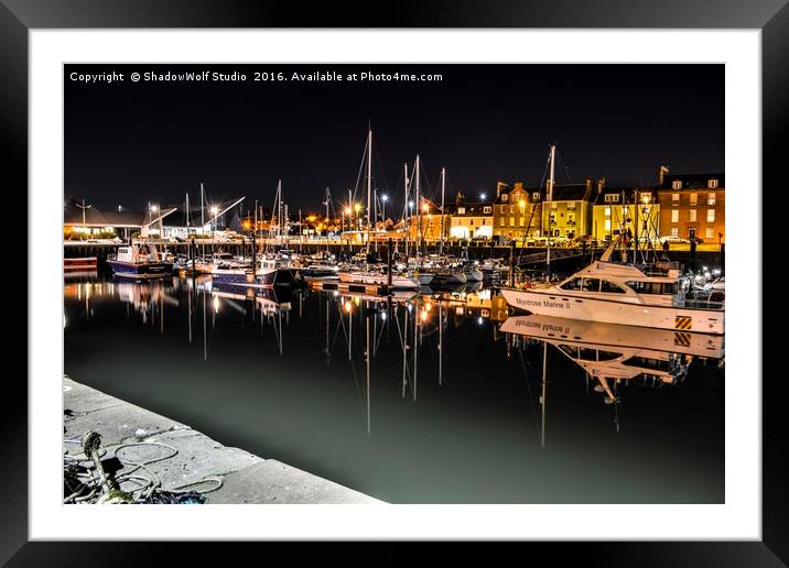 Arbroath harbour at night Framed Mounted Print by ShadowWolf Studio