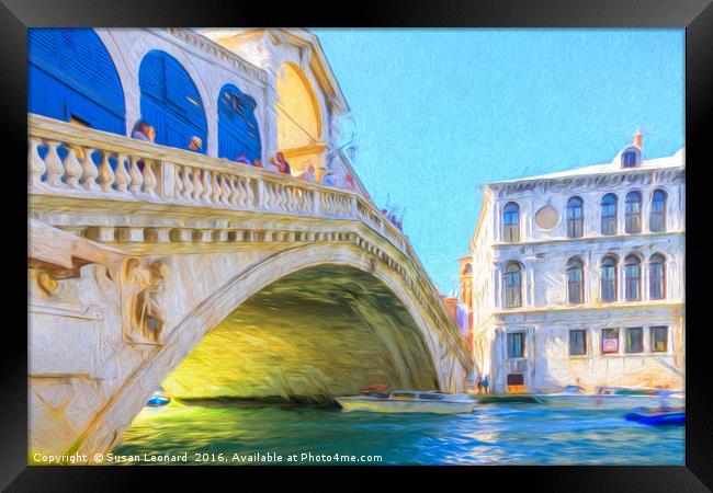 Rialto Bridge, Venice Framed Print by Susan Leonard