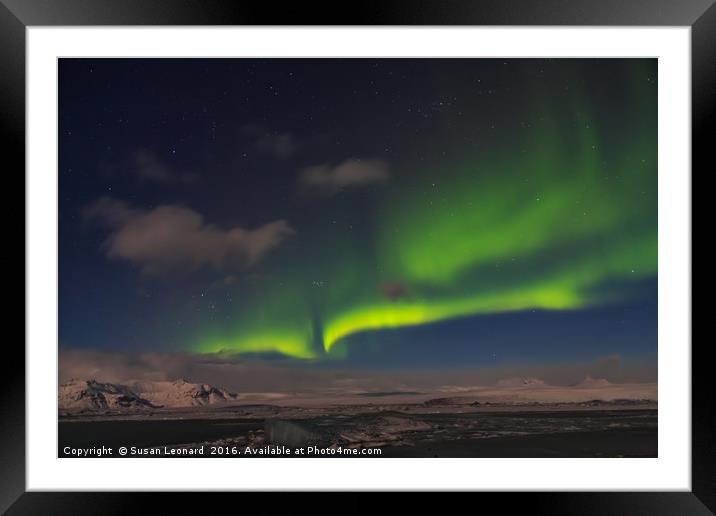 Aurora Borealis over Jokulsarlon Framed Mounted Print by Susan Leonard