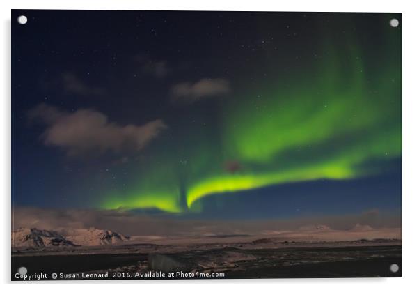 Aurora Borealis over Jokulsarlon Acrylic by Susan Leonard