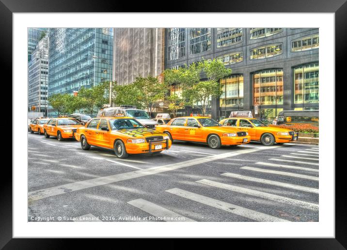 New York Cabs Framed Mounted Print by Susan Leonard